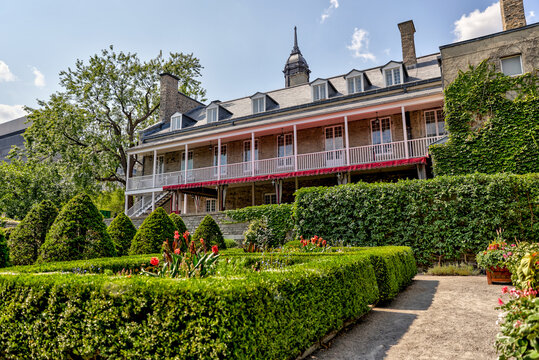 Exteriors of the chateau and gardens of Chateau Ramezay in Old Montreal