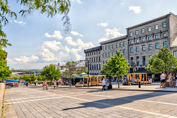 Patios and shopping streets in Old Town Montreal