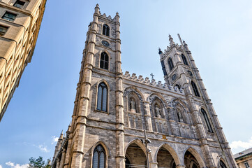 Fototapeta premium Exteriors of the Notre Dame Cathedral in Montreal