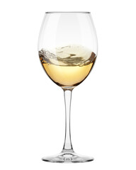 white Wine in glass isolated on white background, full depth of field, clipping path