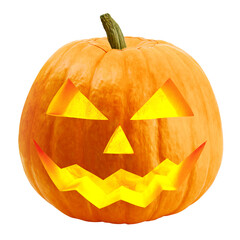 Halloween pumpkin isolated on white background, clipping path, full depth of field - obrazy, fototapety, plakaty