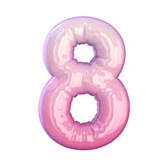 Pink latex glossy font Number 8 EIGHT 3D