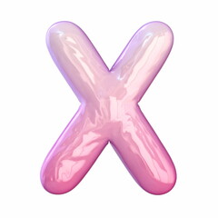 Pink latex glossy font Letter X 3D
