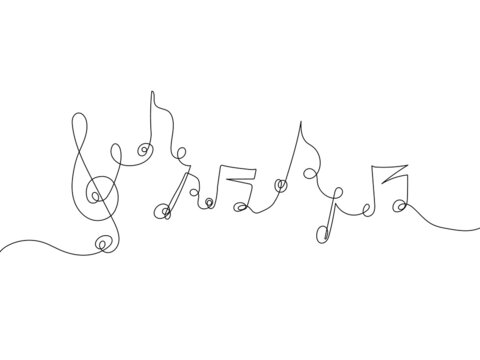 one line drawing of music note. vector illustration