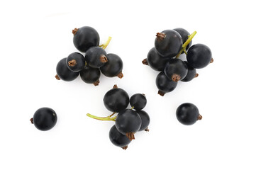 Black currants. Ripe juicy berries of black currant isolated on white background