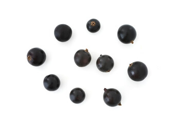 Black currants. Ripe juicy berries of black currant isolated on white background