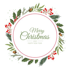 Vector composition with winter forest branches. Great for Christmas cards, party invitations, holiday sales. Can be used for poster, web page, packaging.