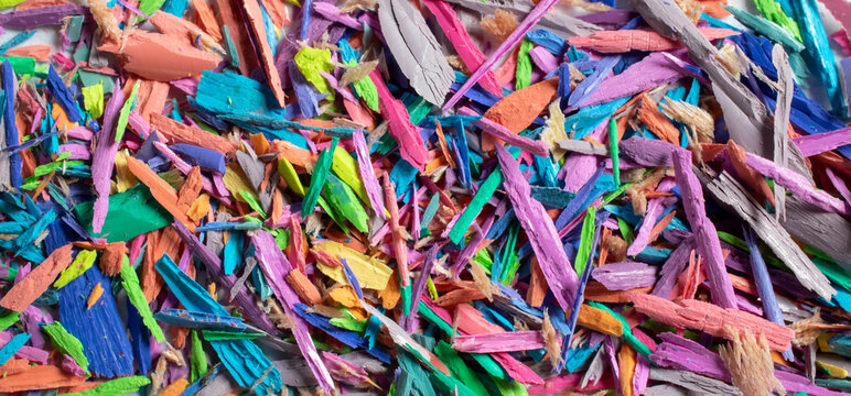 colored shavings from pencil sharpening, background or texture © Remigiusz