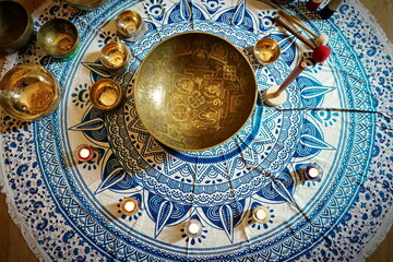 Tibetan singing bowl used in sound meditation and yoga