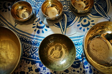 Tibetan singing bowl used in sound meditation and yoga