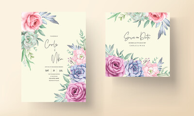 beautiful watercolor floral wreath wedding  invitation card