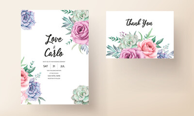 beautiful watercolor floral wreath wedding  invitation card