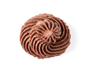 Swirl of chocolate on white background