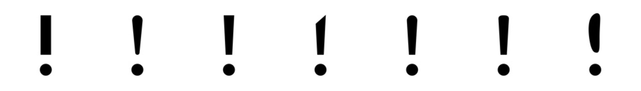 Conjunto de icono de signo de exclamaci&oacute;n o admiraci&oacute;n. Concepto de expresi&oacute;n. Ilustraci&oacute;n vectorial, estilo silueta negro