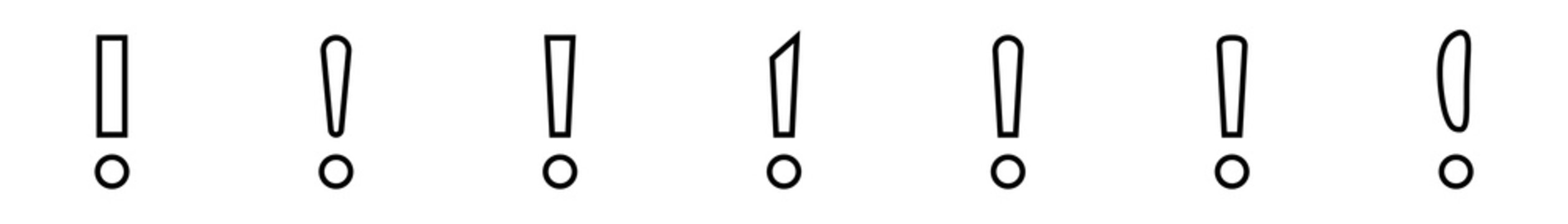 Conjunto de icono de signo de exclamaci&oacute;n o admiraci&oacute;n. Concepto de expresi&oacute;n. Ilustraci&oacute;n vectorial, estilo l&iacute;nea negro