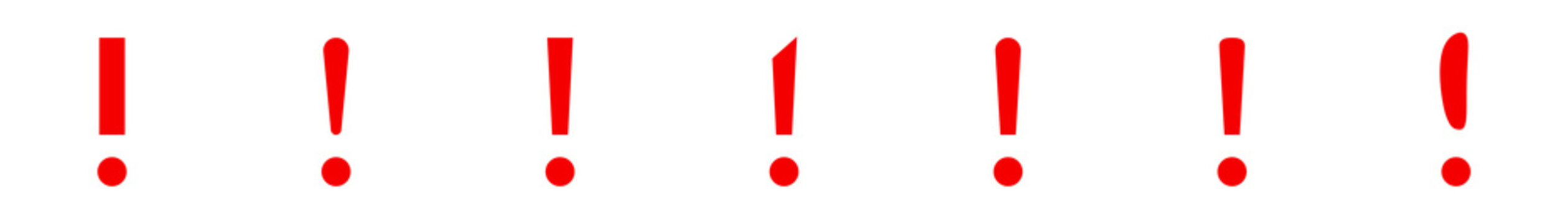 Conjunto de icono de signo de exclamaci&oacute;n o admiraci&oacute;n. Concepto de expresi&oacute;n. Ilustraci&oacute;n vectorial, estilo silueta rojo