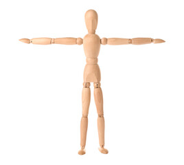 Wooden mannequin isolated on white background