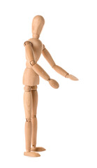 Wooden mannequin isolated on white background