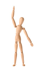 Wooden mannequin isolated on white background