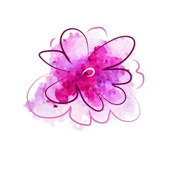 Beautiful pink watercolor flower. Vector illustration