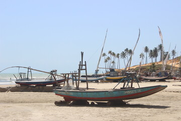 Naklejka na ściany i meble boats on the beach, Lagoinha, Ceará, Brasil