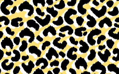 Abstract modern leopard seamless pattern. Animals trendy background. Beige and black decorative vector stock illustration for print, card, postcard, fabric, textile. Modern ornament of stylized skin