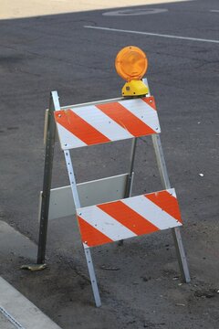 Road Closed With Orange Barricade