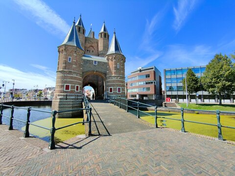 The city gate do Amsterdam in Haarlem city, Netherlands. Amsterdamse Poort Holland