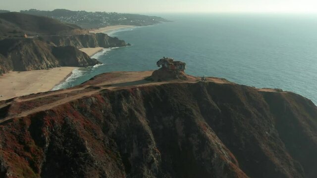 Aerial: Devil's Slide Military Bunker. Pacifica, California, USA