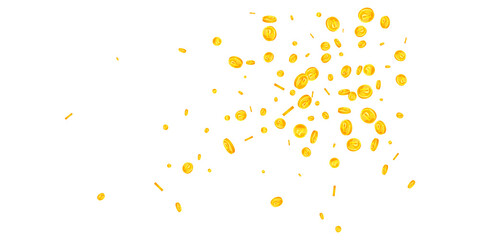 Russian ruble coins falling. Fine scattered RUB coins. Russia money. Popular jackpot, wealth or success concept. Vector illustration.