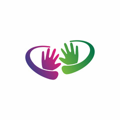 Fototapeta na wymiar two hand care vector logo. help hand vector icon.