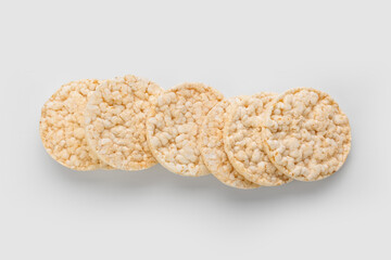 Crispy rice crackers on white background