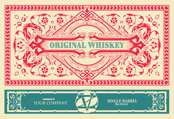 Whiskey label with old frames