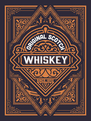 Whiskey label with old frames