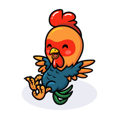 Cute happy little rooster cartoon