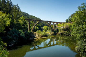 Fototapeta na wymiar Old railway bridge in Sever do Vouga