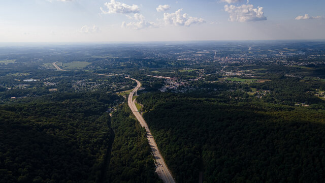 From The Top Of The Summit overlooking uniontown - aerial