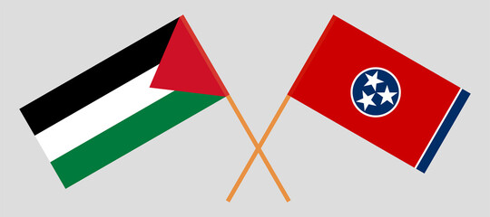 Crossed flags of Palestine and the State of Tennessee. Official colors. Correct proportion