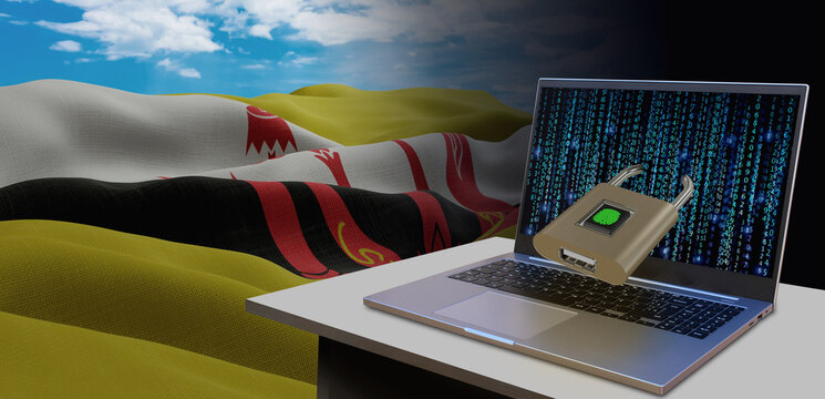 Waving national flag of the Brunei. Concept for information technology and data security safety to prevent cyber attack. Internet and network security. - Powered by Adobe