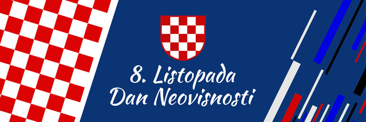 Translation: October 8, Independence Day. Independence day of Croatia vector illustration. Suitable for greeting card, poster and banner