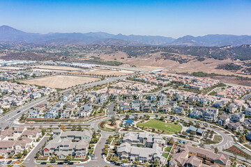 Obraz premium Birds eye view of a newly developed upscale community