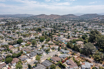 Fototapeta na wymiar Aerial view of a California neighborhood