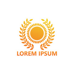 Wheat sun logo template design