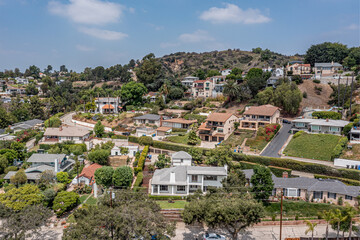 Fototapeta na wymiar Aerial View of a Suburban Mediterranean or Southern California Community