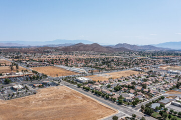 Aerial view of a newly developing desert community 