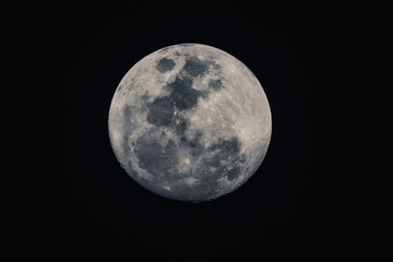 Ninety Eight Percent Full Moon in monochrome