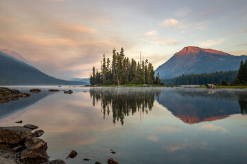 Lake Wenatchee Early Morning in the distance Emerald Island