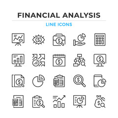 Financial analysis line icons set. Modern outline elements, graphic design concepts, simple symbols collection. Vector line icons