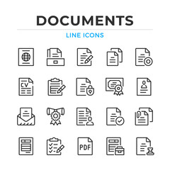 Documents line icons set. Modern outline elements, graphic design concepts, simple symbols collection. Vector line icons