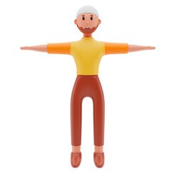 3d rendering muslim man with beard wearing yellow clothes